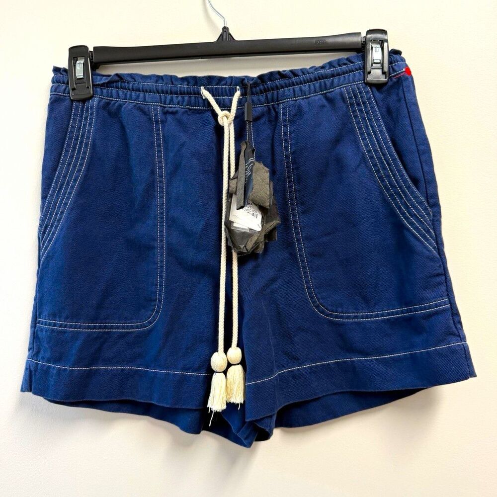 Rails Astra Navy Cotton Canvas Shorts Drawstring Elastic Waist Pockets S